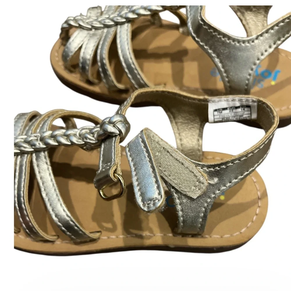 New Simple Joys by Carter's Girls Gold Freya Gladiator Sandal Size 7